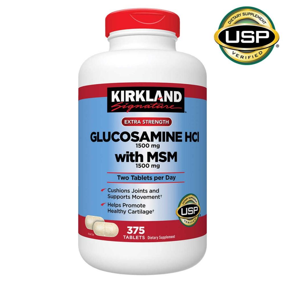 Glucosamine 1500mg MSM 1500mg Kirkland 375 tabletas - Madison Center