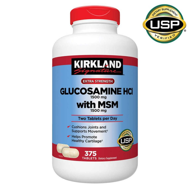 Glucosamine 1500mg MSM 1500mg Kirkland 375 tabletas - Madison Center