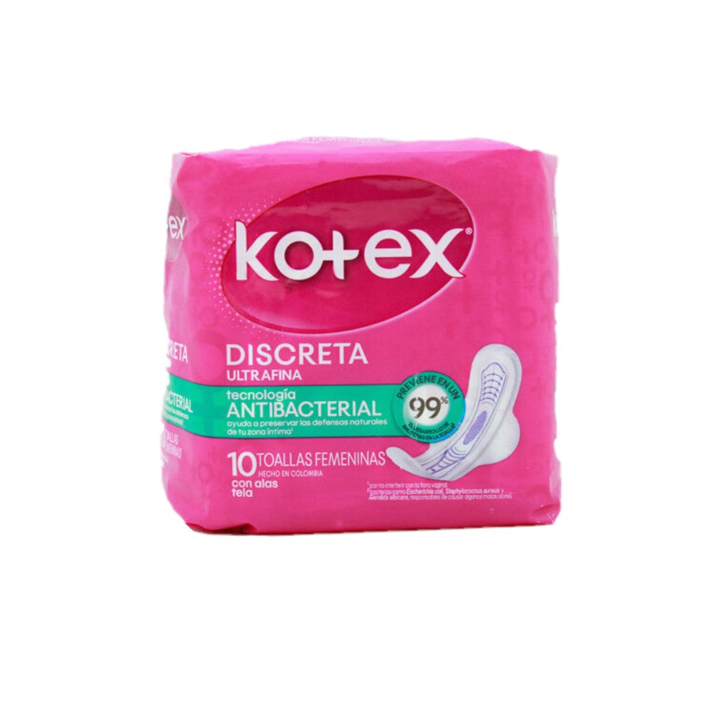 Kotex Toallas Sanitarias Discreta Ultra Fina 10und