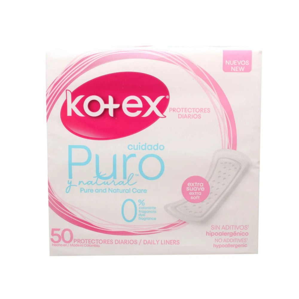 Kotex Protectores Diarios Cuidado Puro y Natural Sin Aditivos 50und