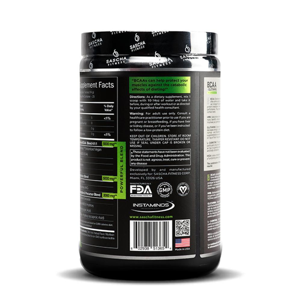 Suplemento Dietetico BCAA con Glutamina by Sascha Fitness Lemon Lime 350g - Madison Center