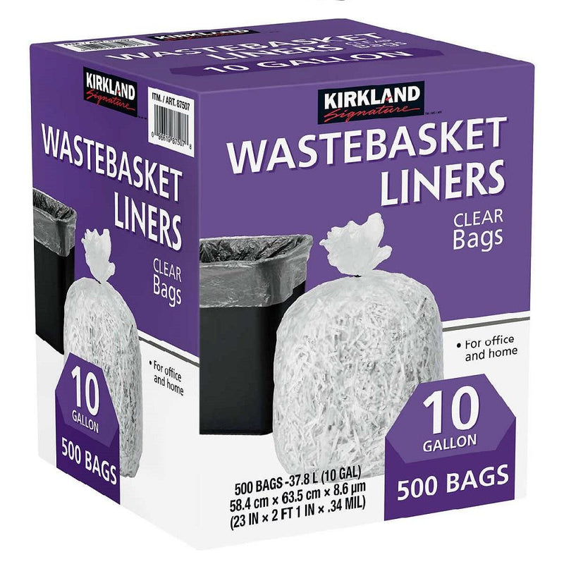 Bolsas Desechables Kirkland Wastebasket Liners Clear Bags 10 Gallon 500 Bags