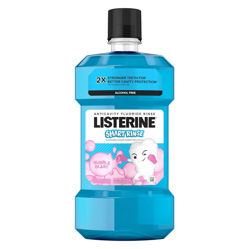 Listerine Sin Alcohol Smart Rinse Bubble Blast 500ml Anticaries Fluoride Rinse