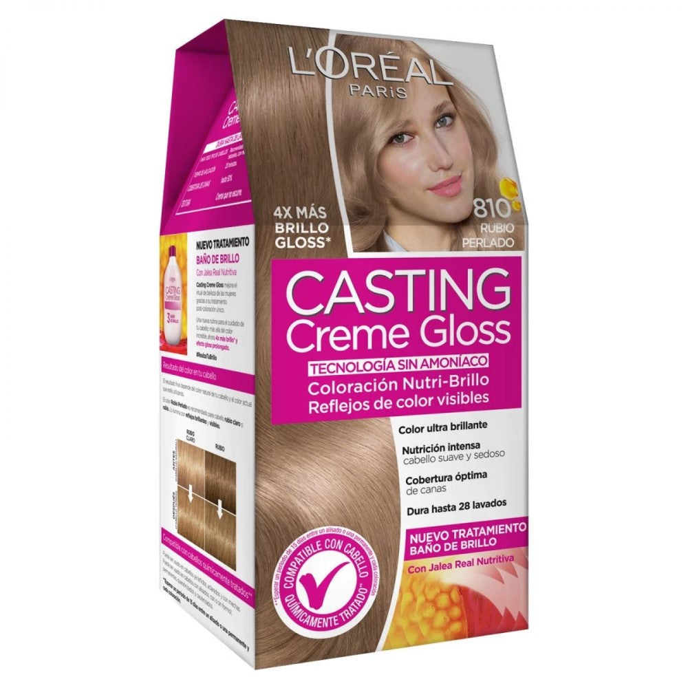 Tinte Para El Cabello L'oreal Casting Creme Gloss Sin Amoniaco 810 Rubio Perlado