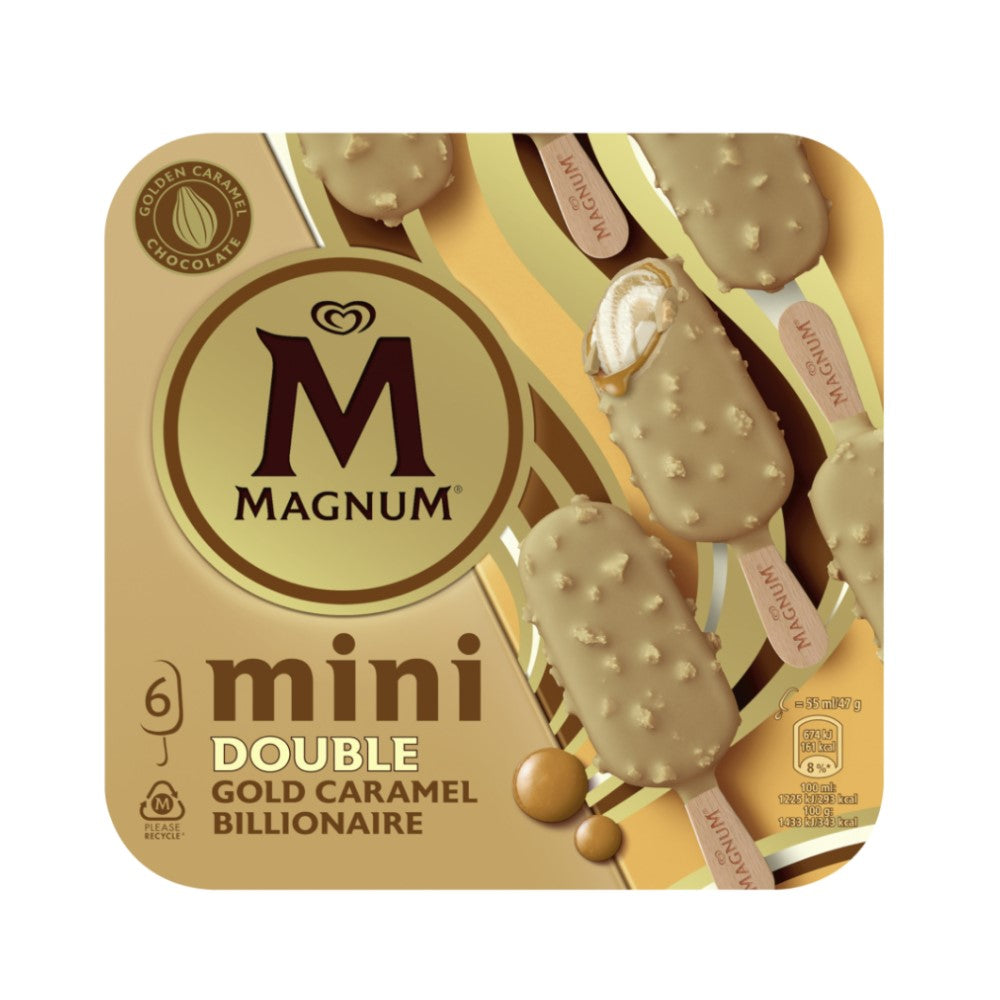 Helados  Magnum 6 Pack Mini Double Gold Caramel