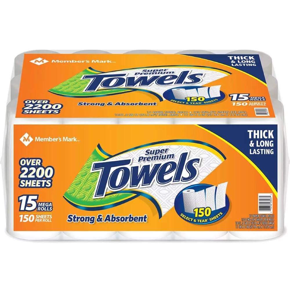 Member's Mark Papel Absorbente Super Premium 15 mega rolls