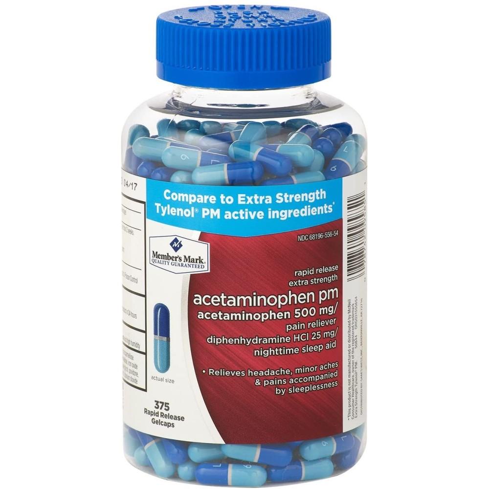 Acetaminophen PM 500mg Members Mark 375 capsulas