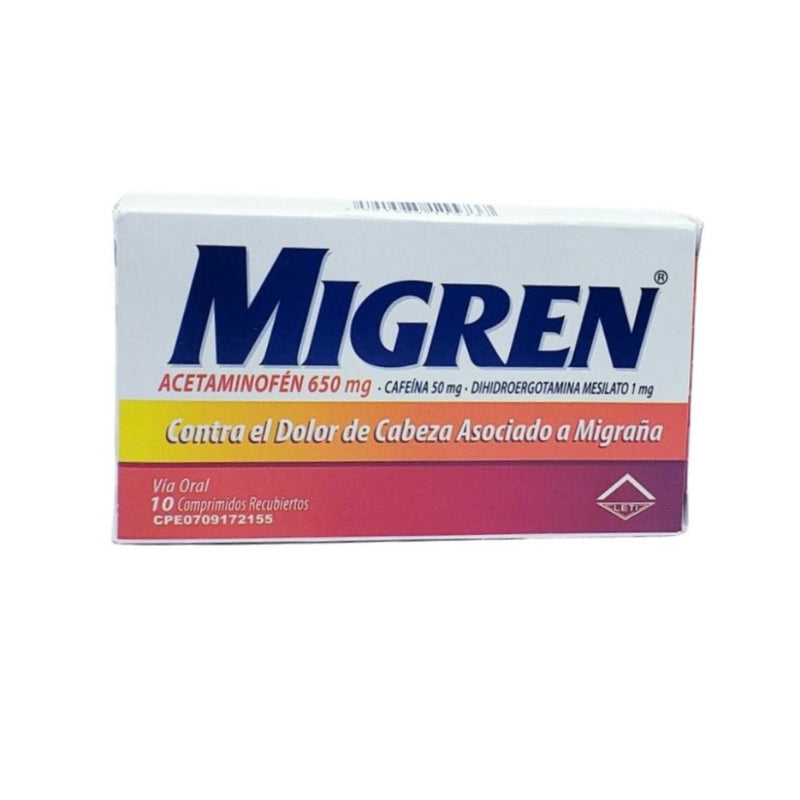 Migren Acetaminofen Cafeina 50mg Dihidroergotamina Mesilato 1mg 10und