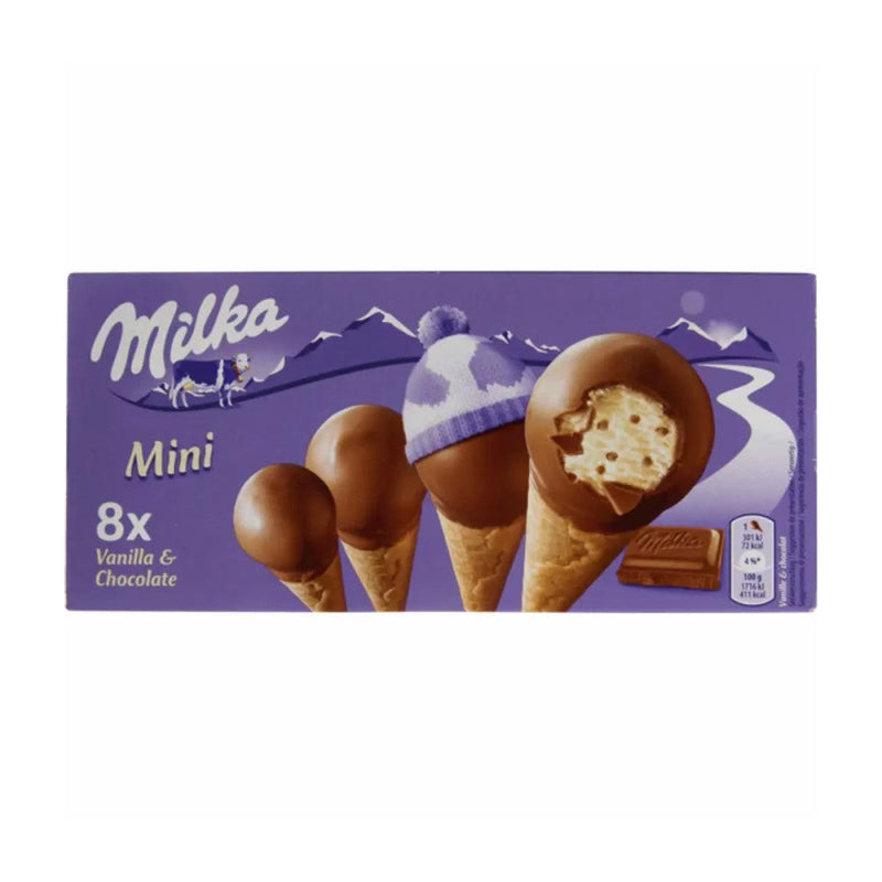 Helados Milka Mini 8 Cono Vainilla y Chocolates