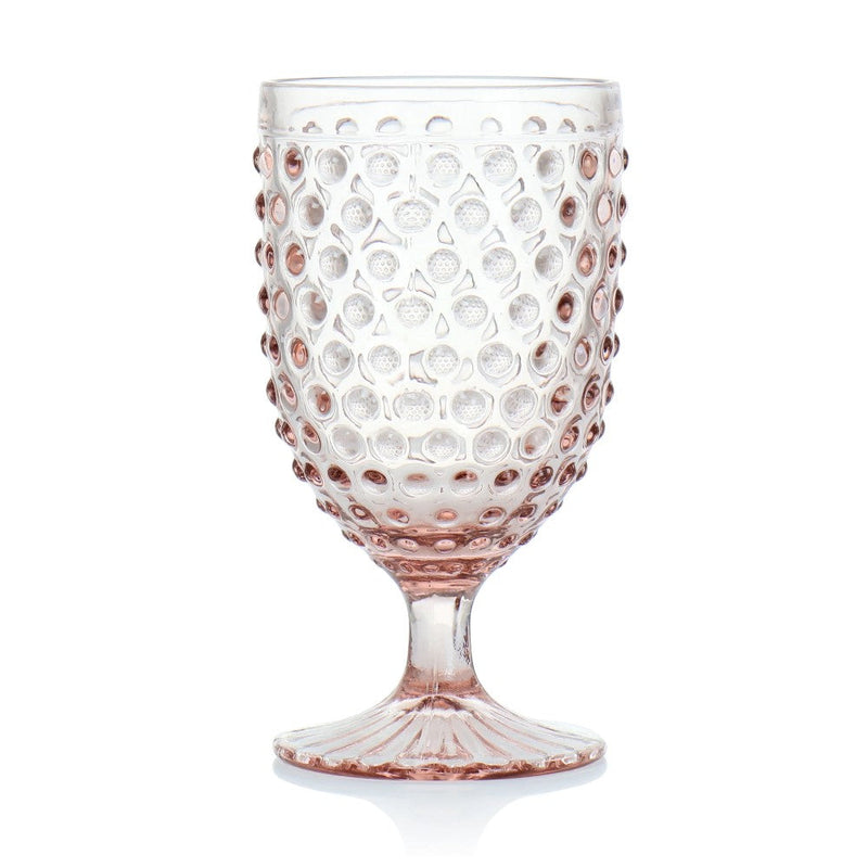 Copa Martha Stewart Glass Hobnail Goblet Color Pink 420ml