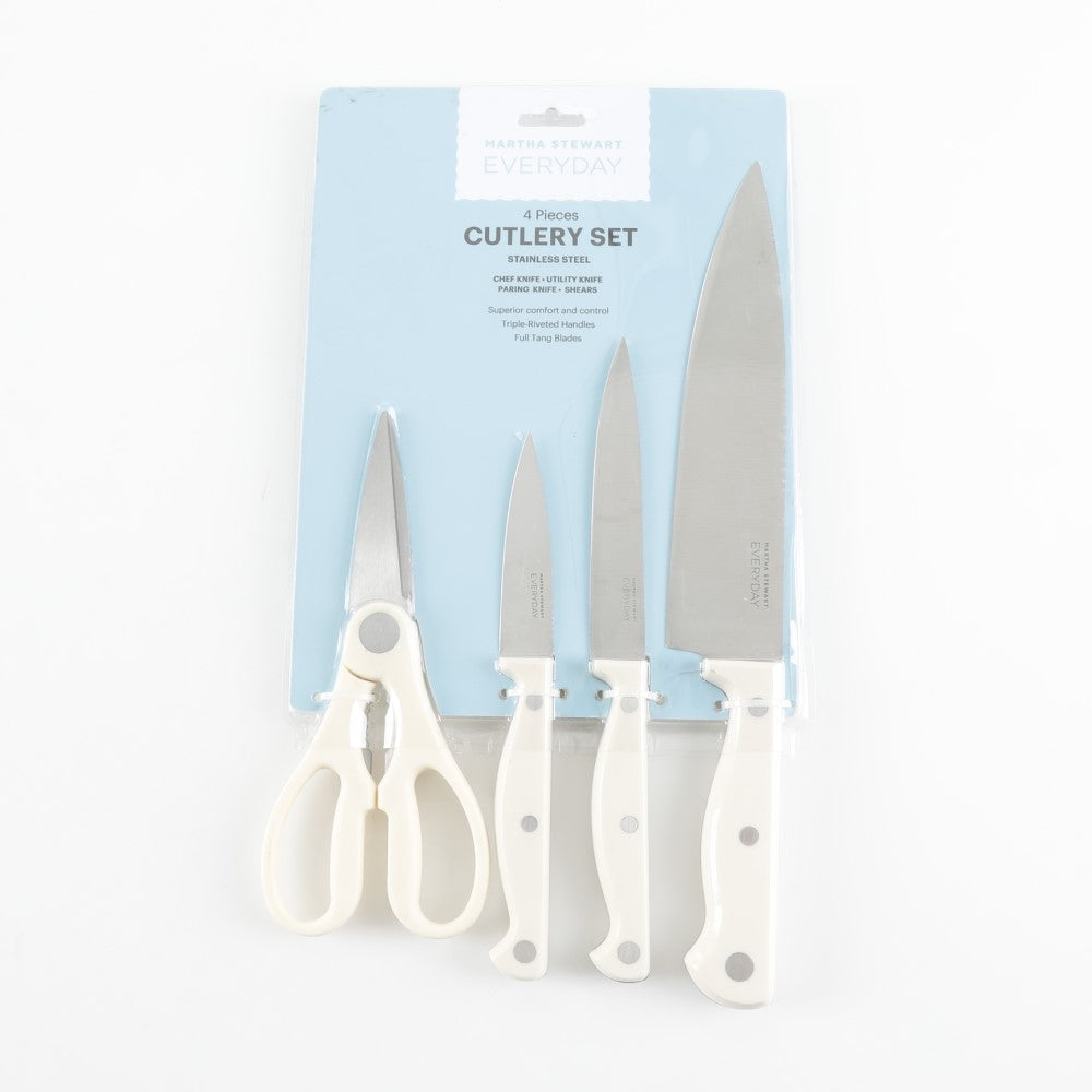 Set De Cuchillos Martha Stewart Mango Blanco 4piezas