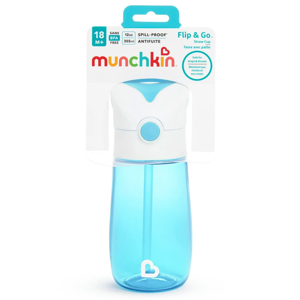 Munchkin Termo con Pitillo Antiderrames Flip & Go Spill Proof Color Azul 355ml 18+