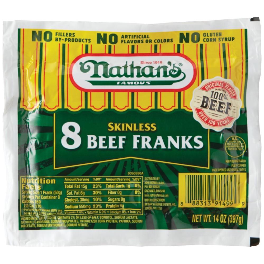 Salchichas Nathan's 8 Skinless Beef Franks 340 gr