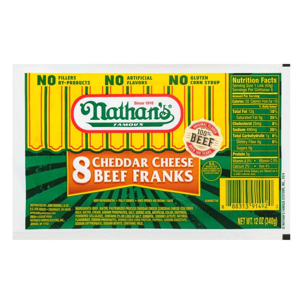 Nathans 8 Cheddar Cheese Beef Franks Salchichas  340g