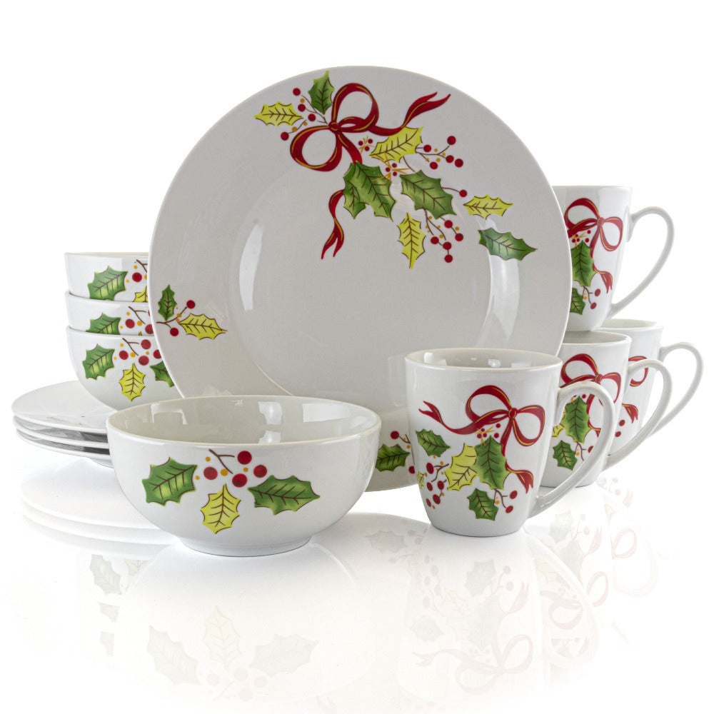 Home Holiday Ribbon  Juego de Vajilla de Ceramica12 Piezas