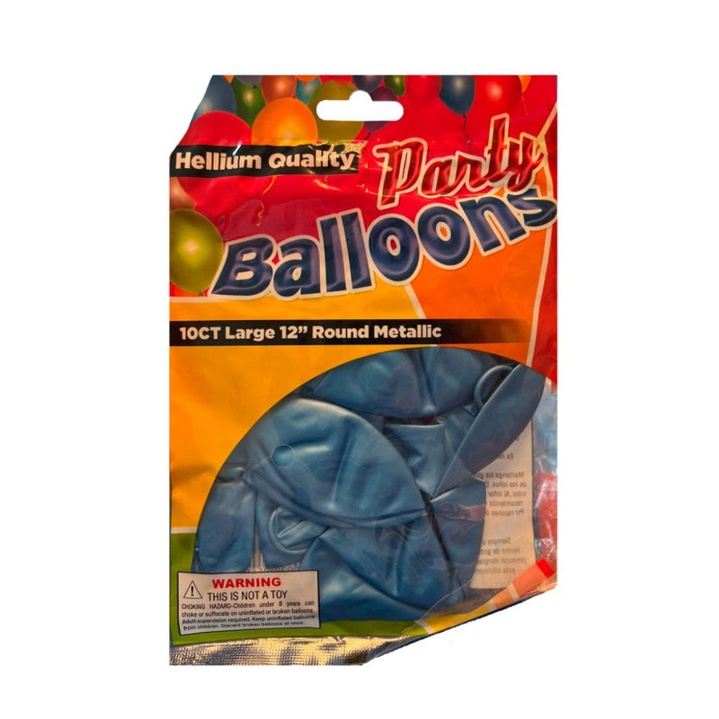 Globos Party Balloons 10 Und Hellium Quality 12" Round Metallic Azul