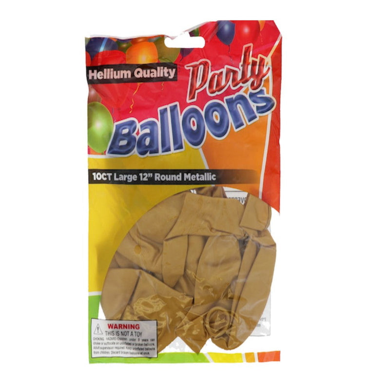 Globos Party Balloons 10 Und Hellium Quality 12" Round Metallic Dorado