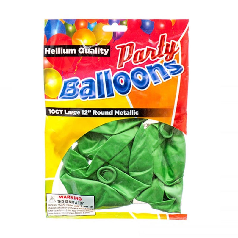Globos Party Balloons 10 Und Hellium Quality 12" Round Metallic Verde