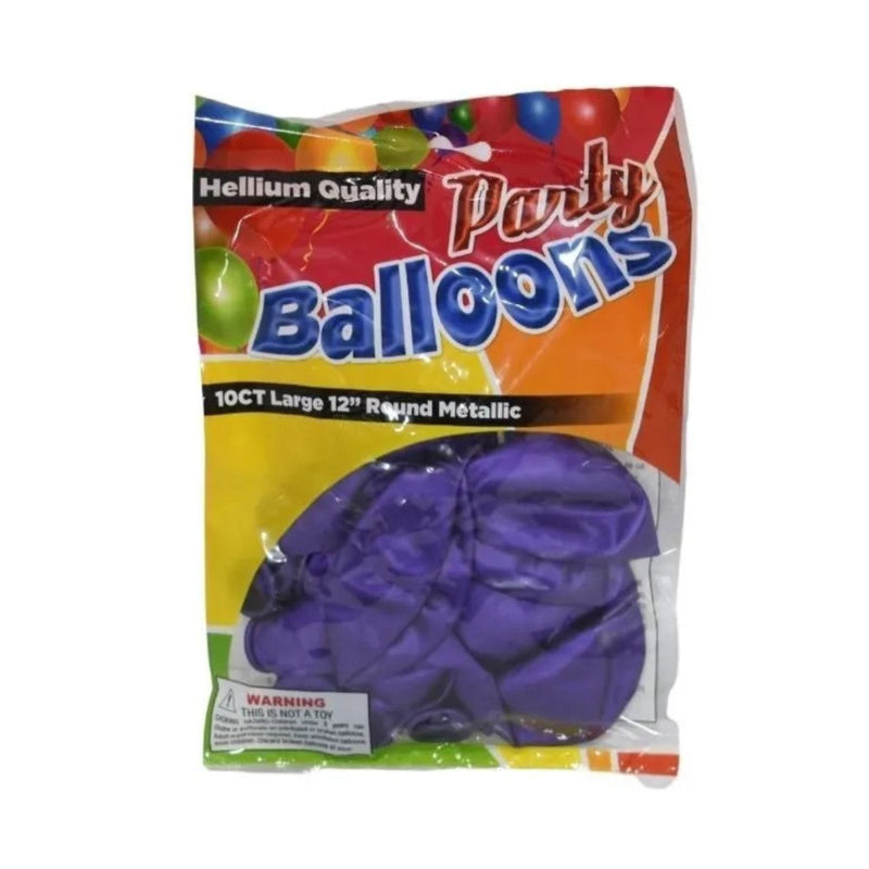Globos Party Balloons 10 Und Hellium Quality 12" Round Metallic Morado