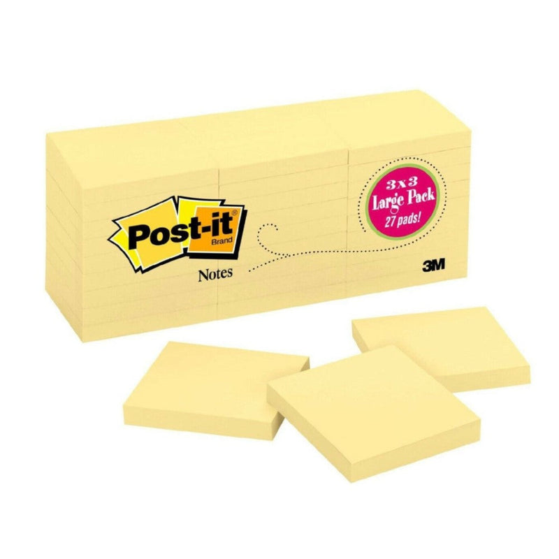 Post It Notas 27 Unidades Brand Super Sticky 3in x 3in 76mm x 76mm