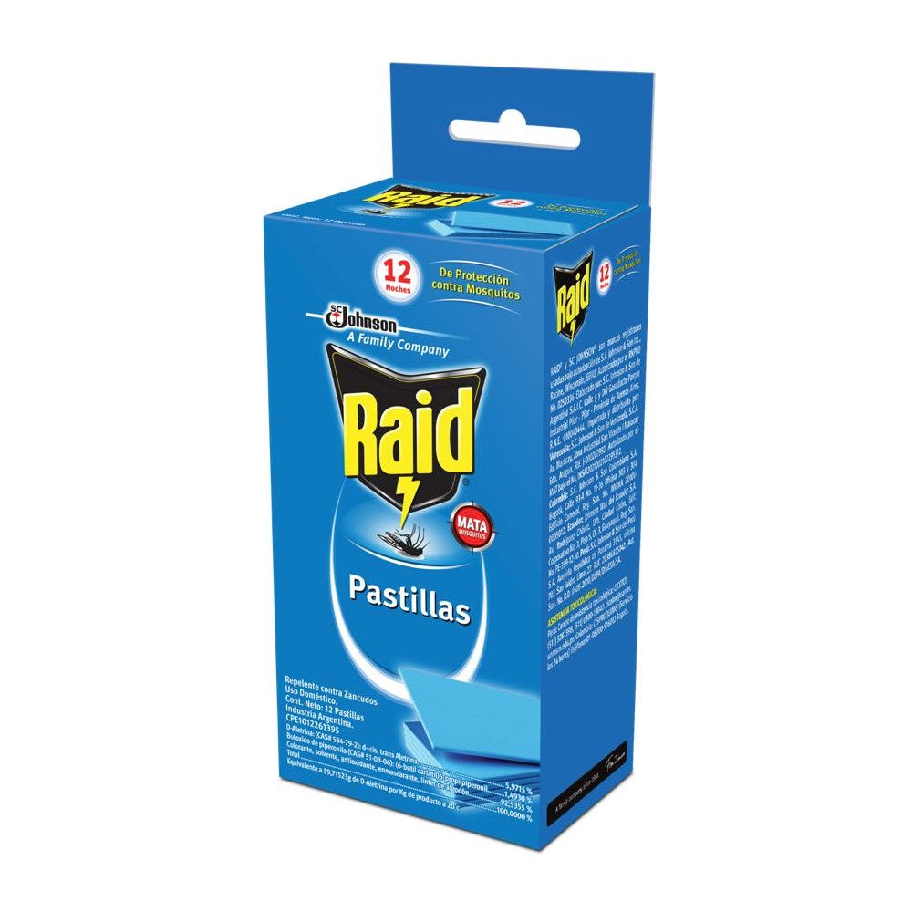 Raid Pastillas Contra Mosquitos y Zancudos 12und
