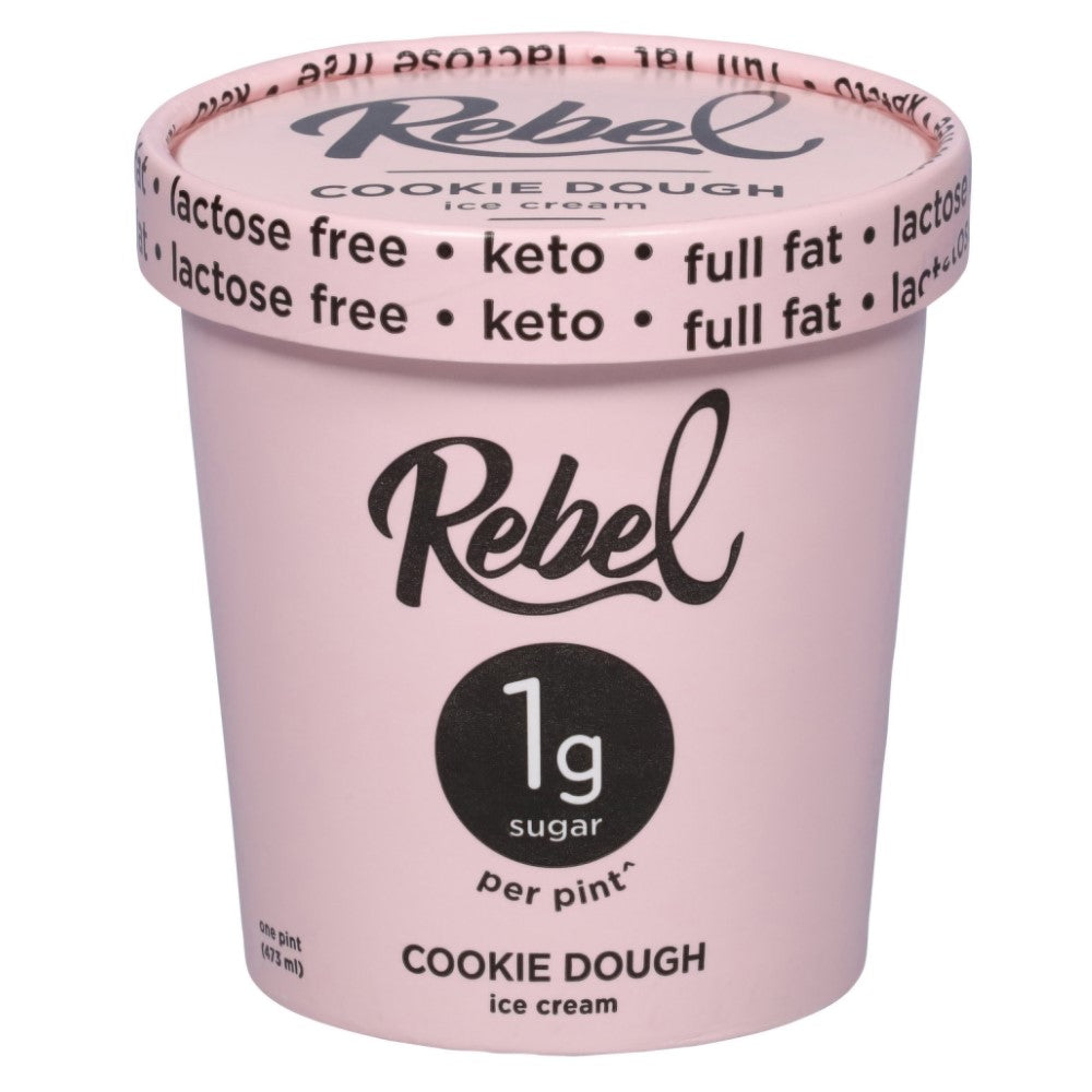 Helado Rebel Keto Lactose Free 1g Sugar Per Pint Cookie Dough 473g