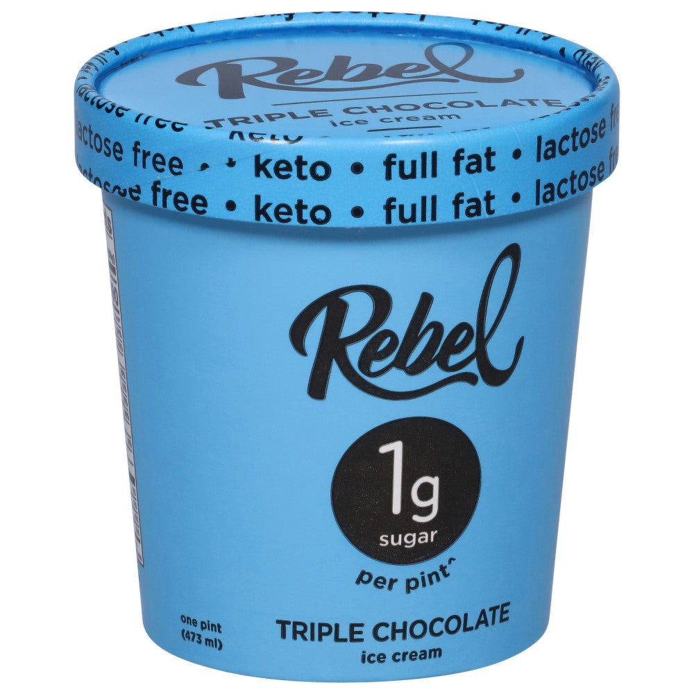 Helado Rebel Keto Lactose Free 1g Sugar Per Pint Triple Chocolate 473g