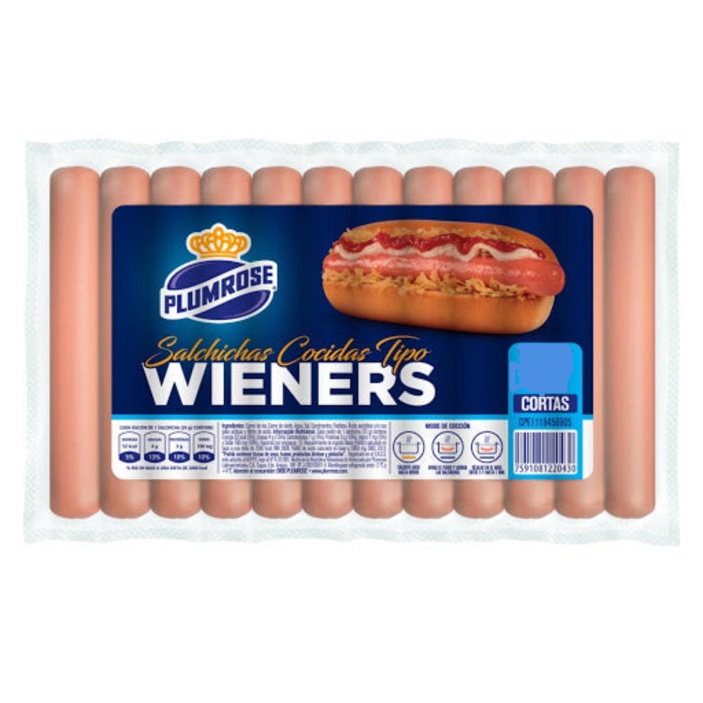 Salchicha Plumrose Tipo Wieners Cortas 500 grs