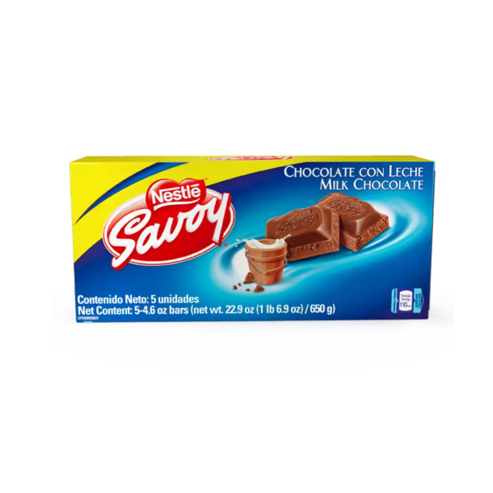 Chocolates Savoy De Leche Extra Grande Caja 5und 130gr c/u