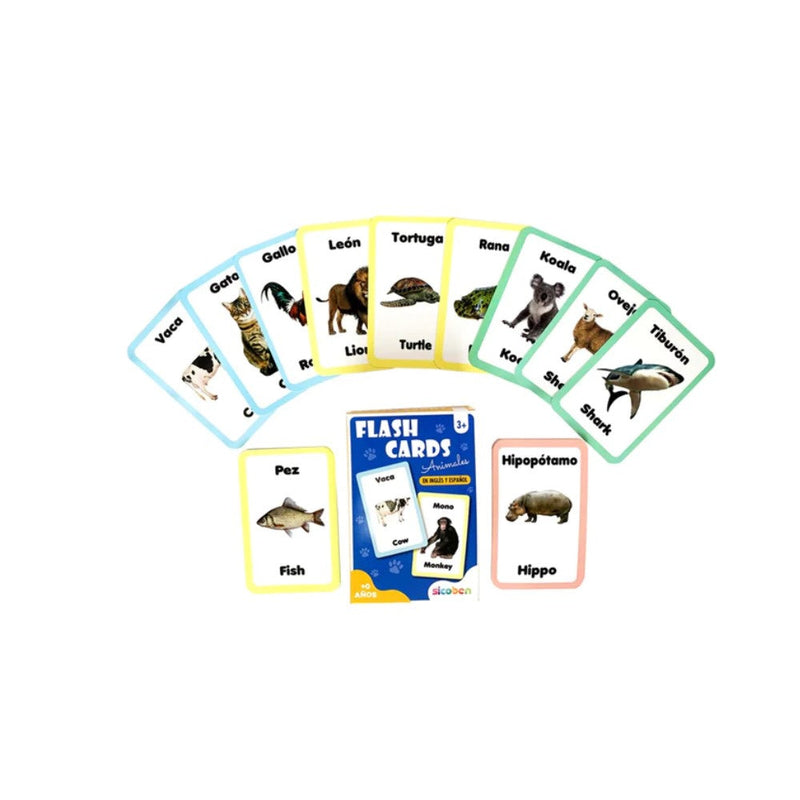 Tarjetas Flash Cards Animales En Ingles y Español 0+