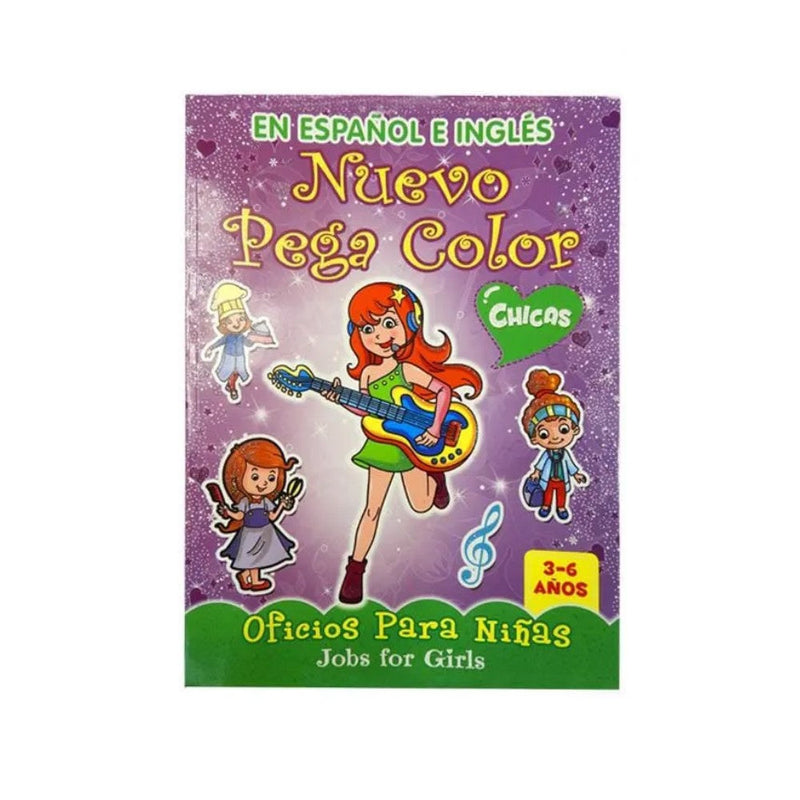 Libro de Arte  Nuevo Pega Color Oficios Para Niñas En Español E Ingles 3-6 años