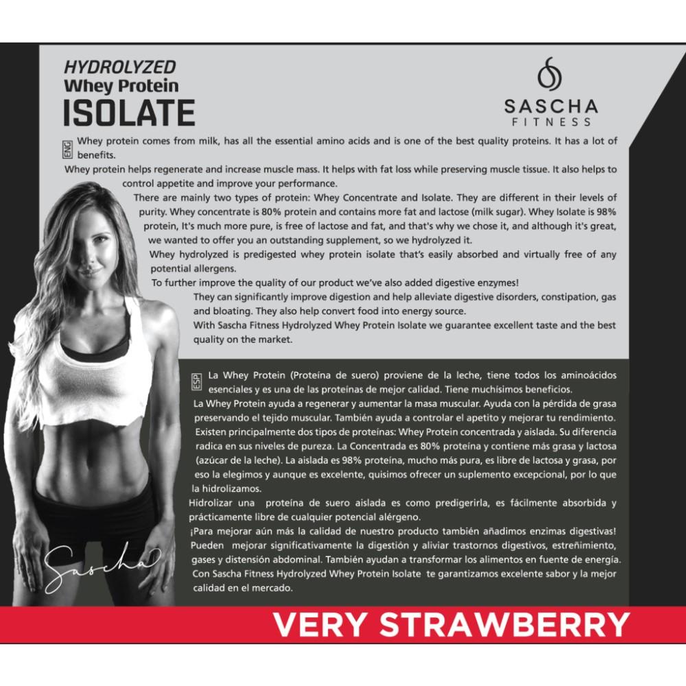 Whey Protein Hidrolizada Isolate by Sascha Fitness sabor Strawberry 907g - Madison Center