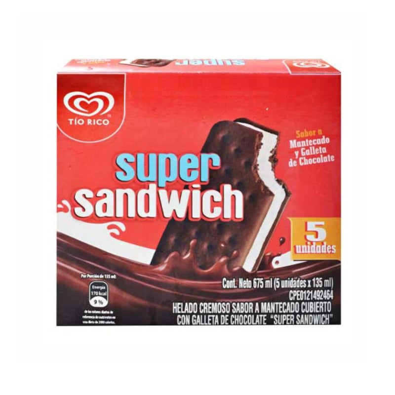 Helados Tio Rico Super Sandwich Pack 5 de Unidades