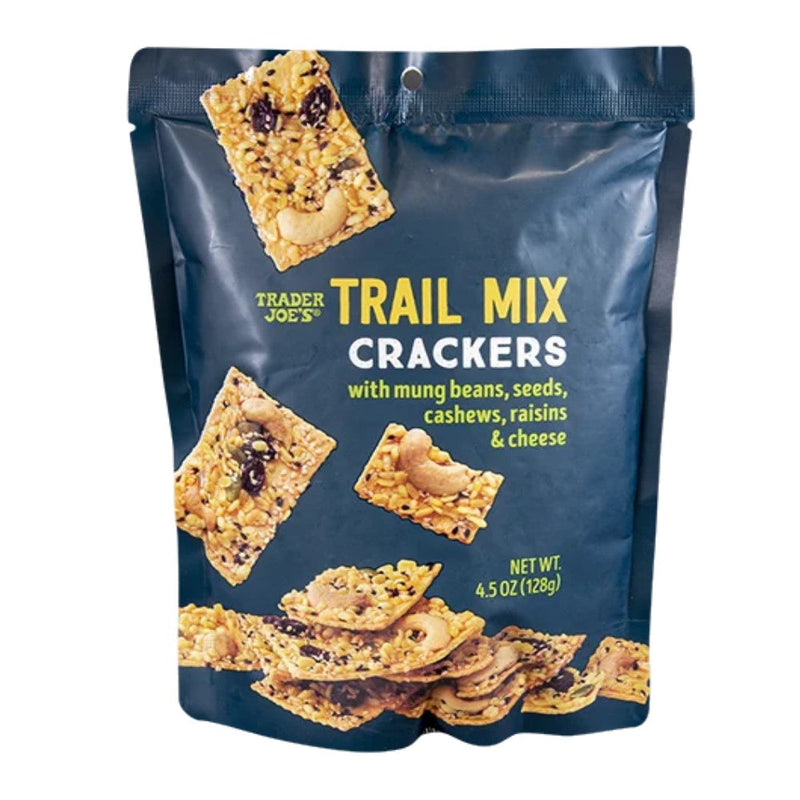 Trader Joe's Trail Mix Crackers With Mung Beans, Seeds Cashews, Raisins & Cheese 128g