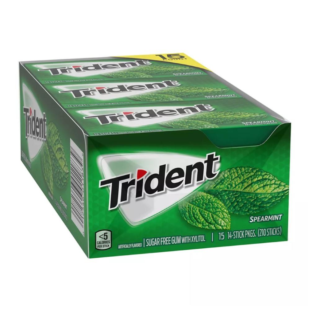 Chiclets Trident Spearmint Caja de 15 Packs