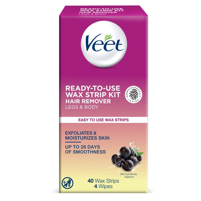 Veet Ready To Use Wax Strip Kit Hair Remover Legs Body