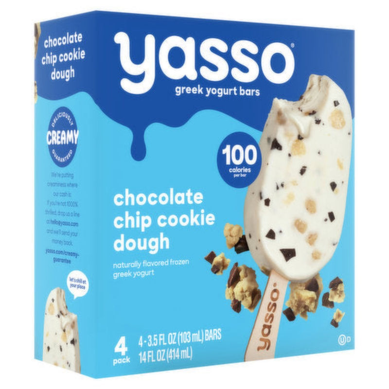Helados Yasso 100 Calories 4 Und Chocolate Chip Cookie Dough Greek Yogurt Bars 414ml