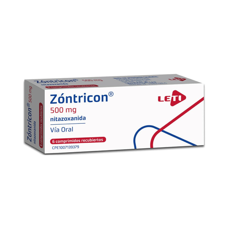 Zontricon Leti 500mg Nitazoxanida Vía Oral 6 Comprimidos Recubiertos