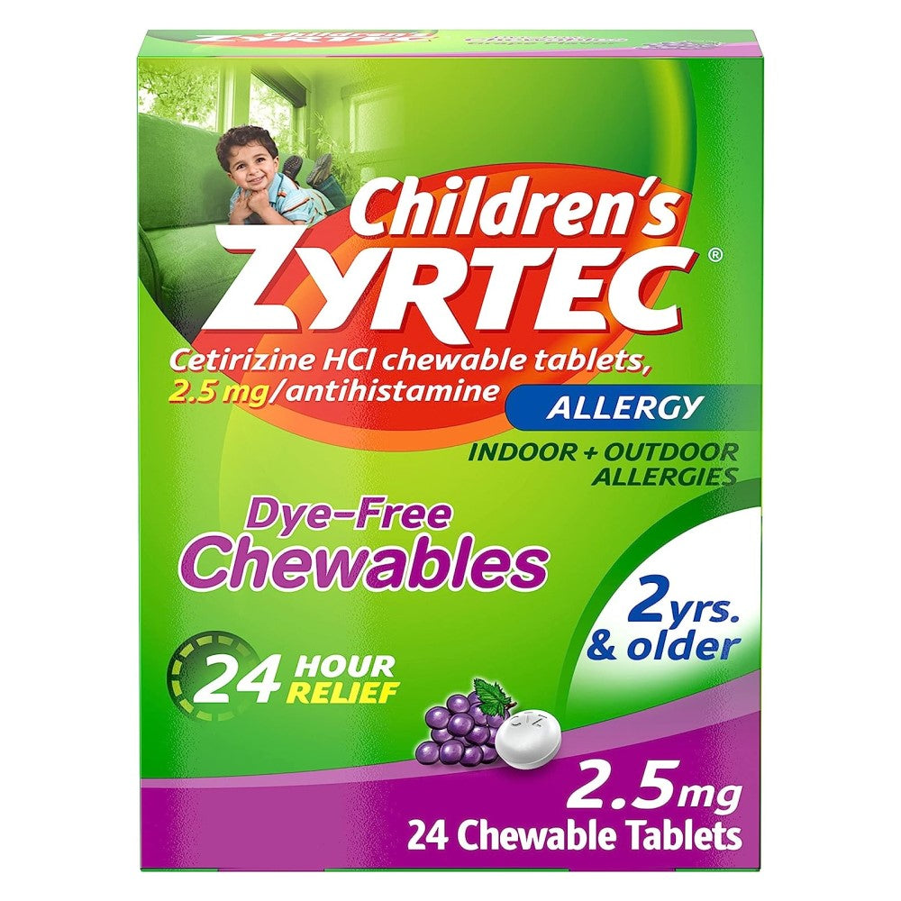 Zyrtec Allergy Childrens Masticable  Grape Flavor 24 Tablets